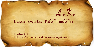 Lazarovits Kármán névjegykártya